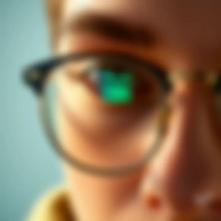 Close-up of high-tech lenses in Ray-Ban eyewear