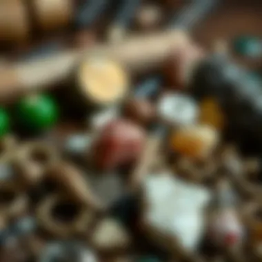 Collection of materials used for snakebite lip rings.