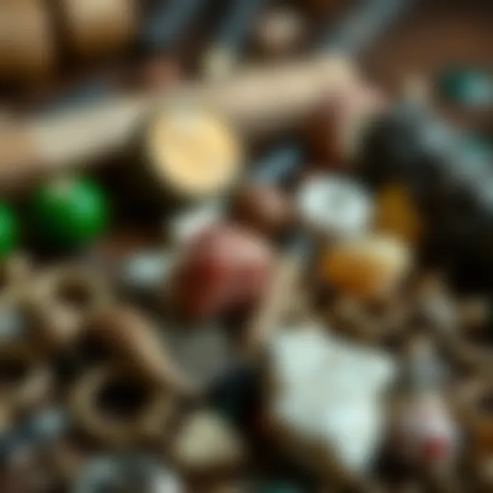 Collection of materials used for snakebite lip rings.