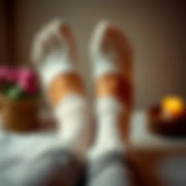 Indulge in Relaxation with Spa Socks Relaxing feet in spa socks during a pampering session