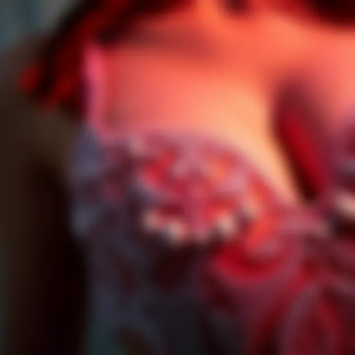 Intricate Beadwork of Sparkly Lingerie A close-up of a shimmering lingerie piece showcasing intricate beadwork.