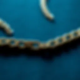 Elegant stainless steel tennis chain on a velvet background