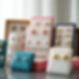 An elegant display of stud earring organizers showcasing various styles and colors.