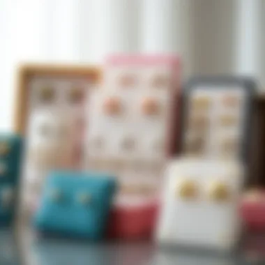 An elegant display of stud earring organizers showcasing various styles and colors.