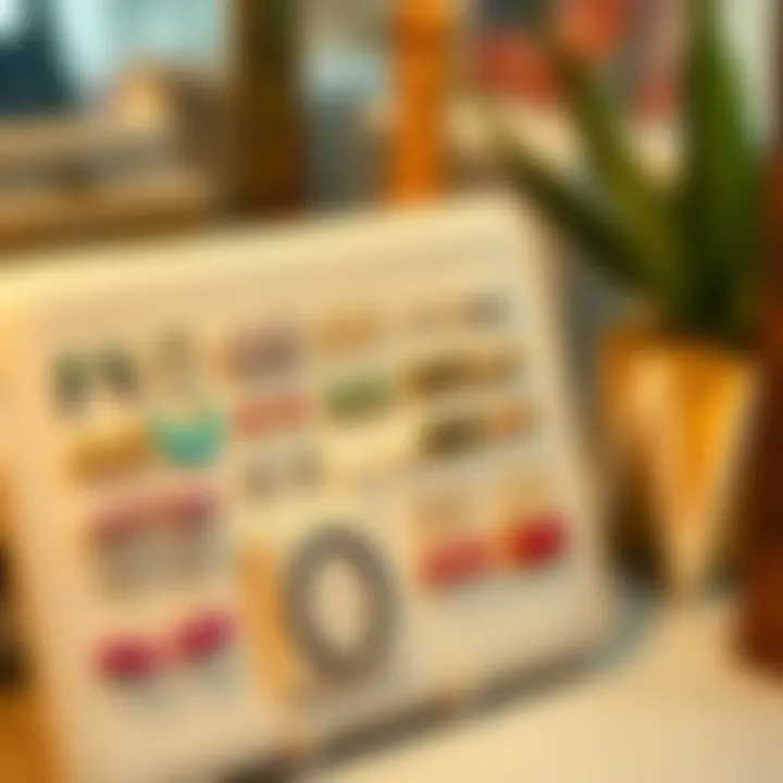 A vibrant collection of stud earrings displayed on a chic organizer.