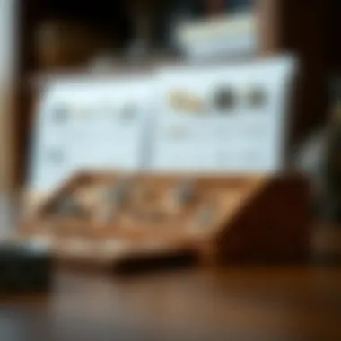 A close-up of a luxurious wooden stud earring organizer highlighting craftsmanship.