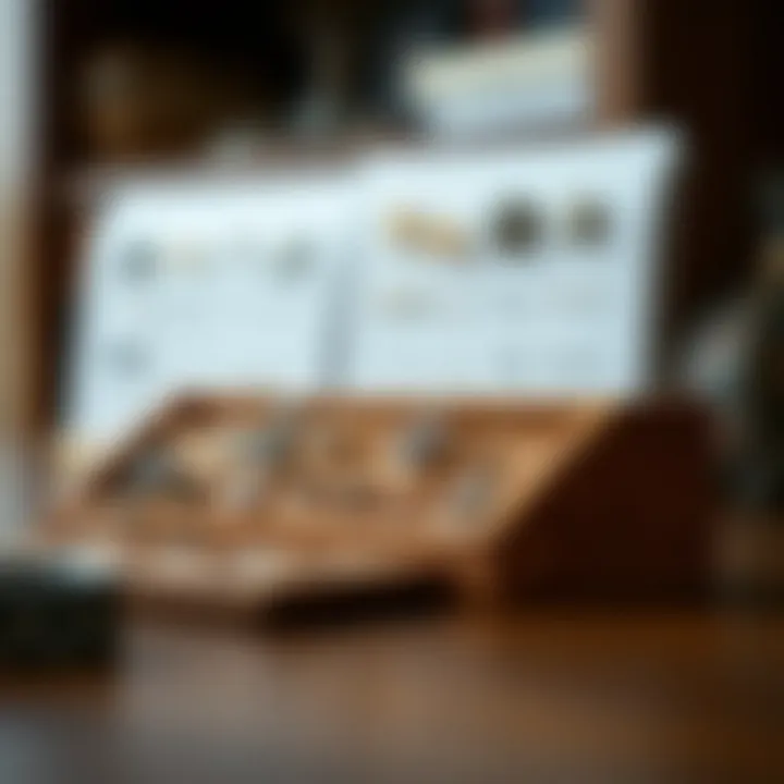 A close-up of a luxurious wooden stud earring organizer highlighting craftsmanship.