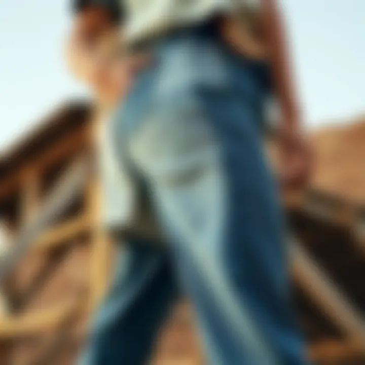 Eco-friendly materials used in patchwork straight leg jeans