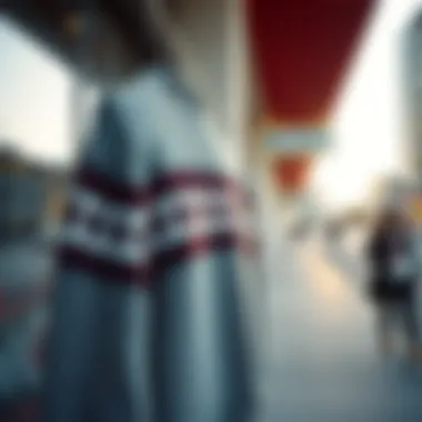 A stylish hipster sweater displayed in an urban setting