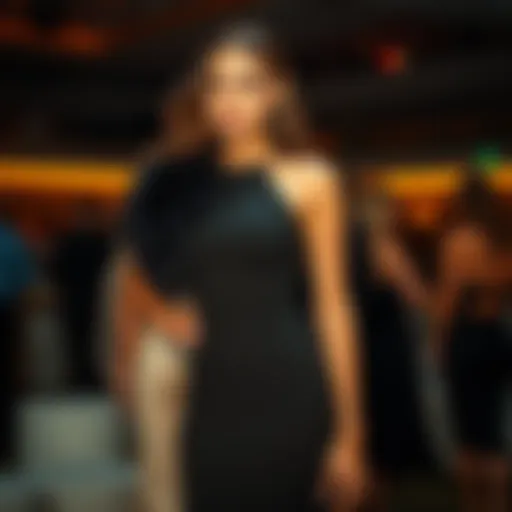 Elegant bodycon dress showcased in a party setting