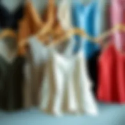 Elegant display of various cami tops in different fabrics and colors