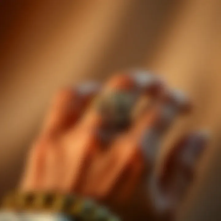 Elegant hand chain ring showcasing intricate design