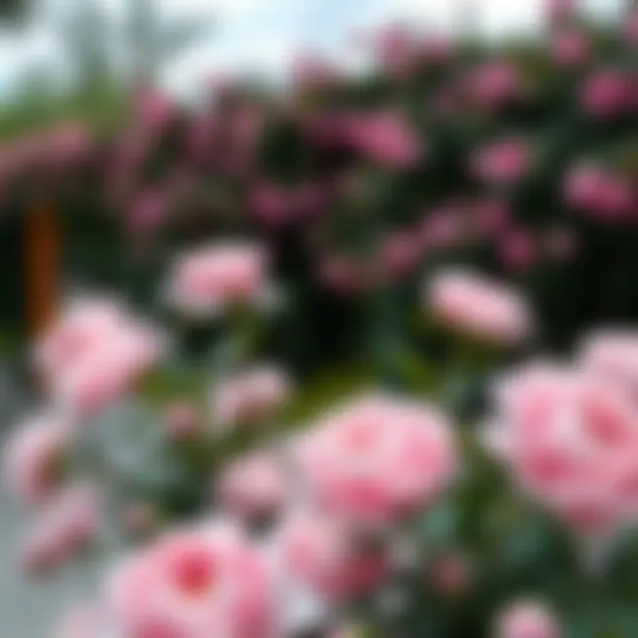 Aesthetic display of peony faux flowers in a serene outdoor environment