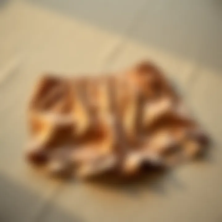 Elegant silk booty shorts displayed on a textured surface