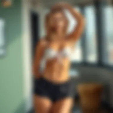 Fashionable styling of silk booty shorts in a modern outfit