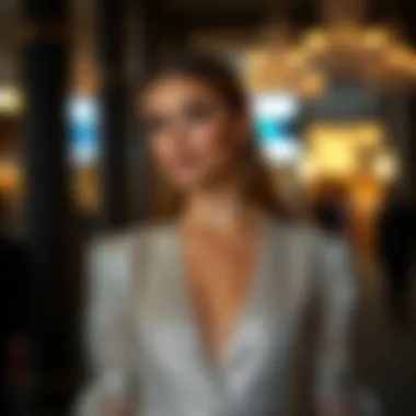 Elegant evening look featuring a sequin wide leg jumpsuit