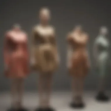 Historical mini dress designs displayed in a chic museum exhibit