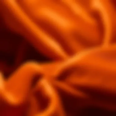 Close-up of vibrant velvet fabric showcasing texture