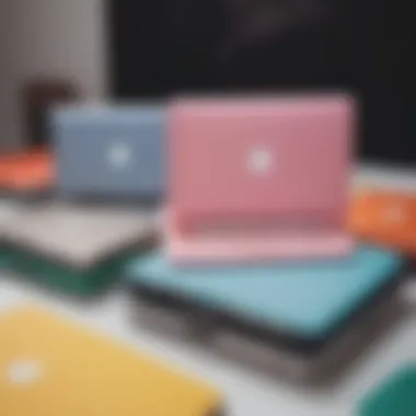 Comparison of various plastic MacBook cases highlighting different designs and colors.