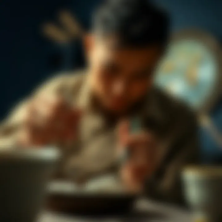 Artisan working on a stitch cup, highlighting craftsmanship