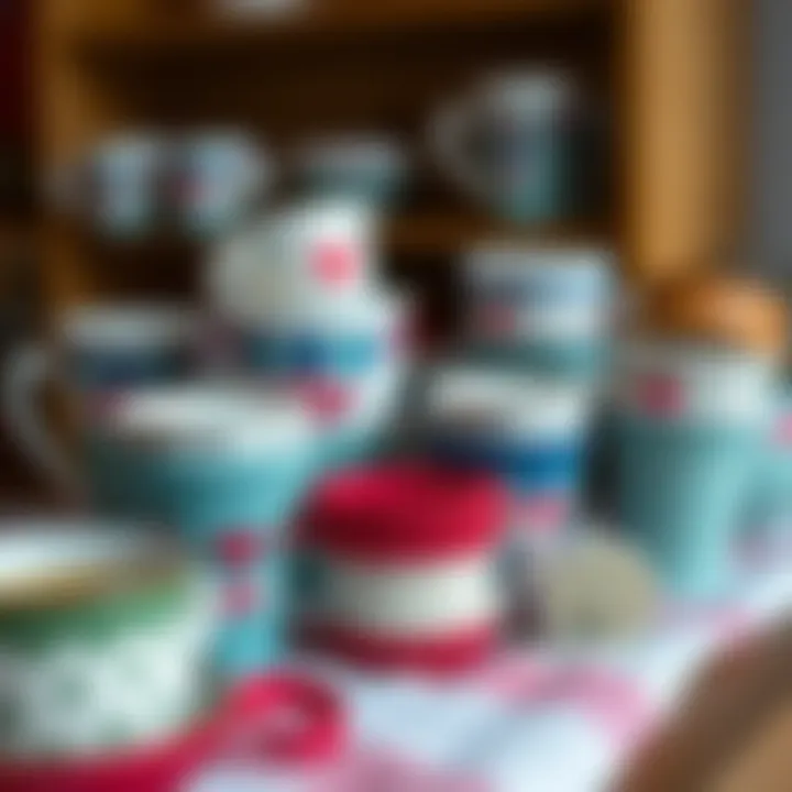 Various stitch cup designs displayed in an artistic arrangement