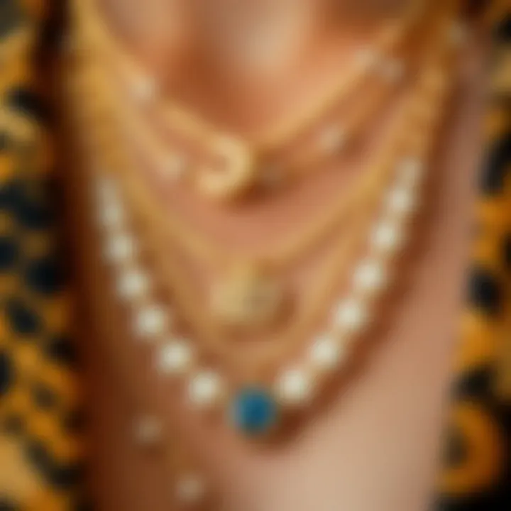 Close-up of materials used in layered necklaces, emphasizing quality and texture.