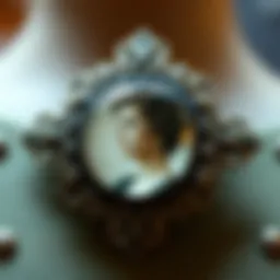 Intricate design of a vintage photo brooch pin