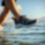 Dynamic water sports shoe in action on the beach