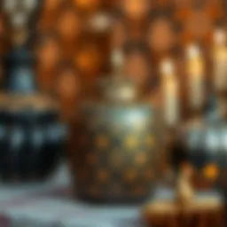 Elegant Halloween canister showcasing intricate designs and patterns