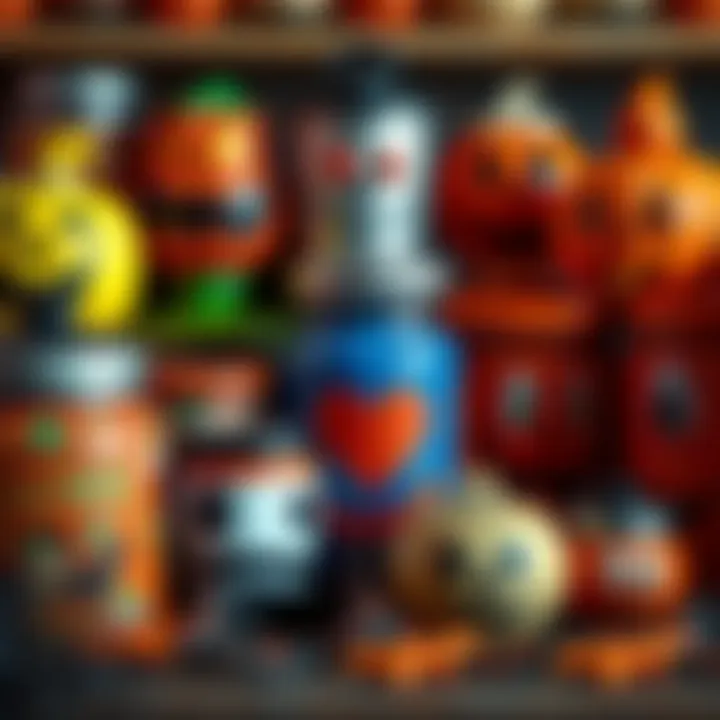 Personal Expression Through Halloween Canisters Colorful array of Halloween canisters illustrating personal expression