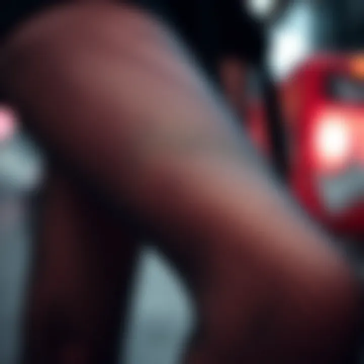 Intricate Texture of Fishnet Leggings A close-up of the intricate design of short fishnet leggings showcasing their texture.