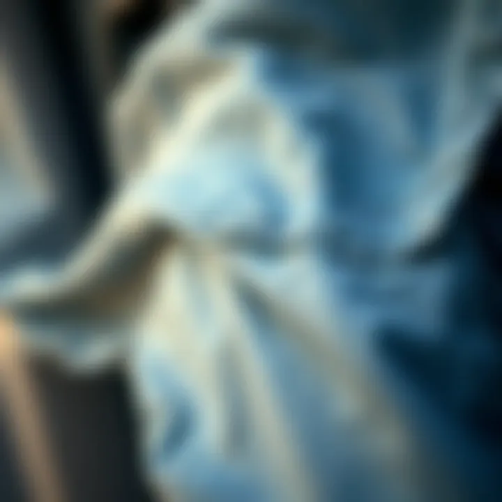 A close-up of fabric showcasing the stretch quality