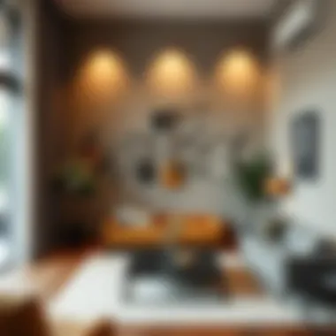 Contemporary Aesthetics in Living Spaces Contemporary living room adorned with metal wall art that reflects musical themes