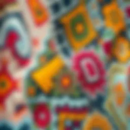 Vibrant gibby tapestry showcasing intricate patterns