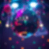 A dazzling mirror disco ball reflecting colorful lights