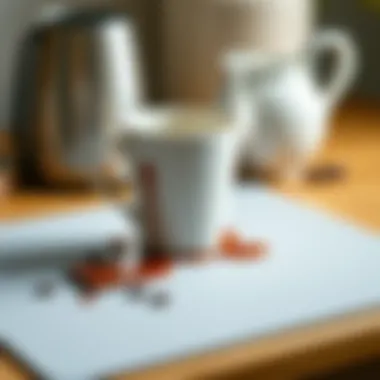 Durable silicone coffee mat with spilled coffee cup