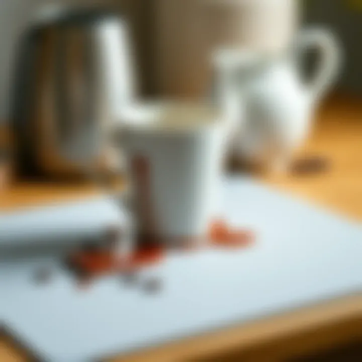 Durable silicone coffee mat with spilled coffee cup