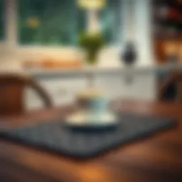 Elegant silicone coffee mat on a wooden kitchen table