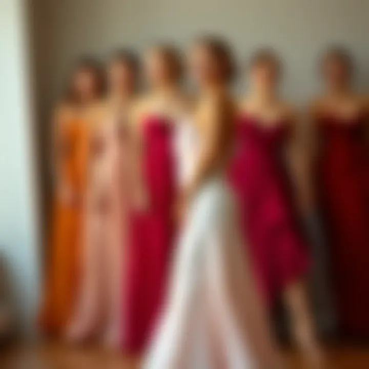 Variety of body types in chiffon tulip hem dresses