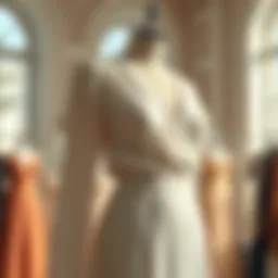 Elegantly draped plus white summer dress on a mannequin