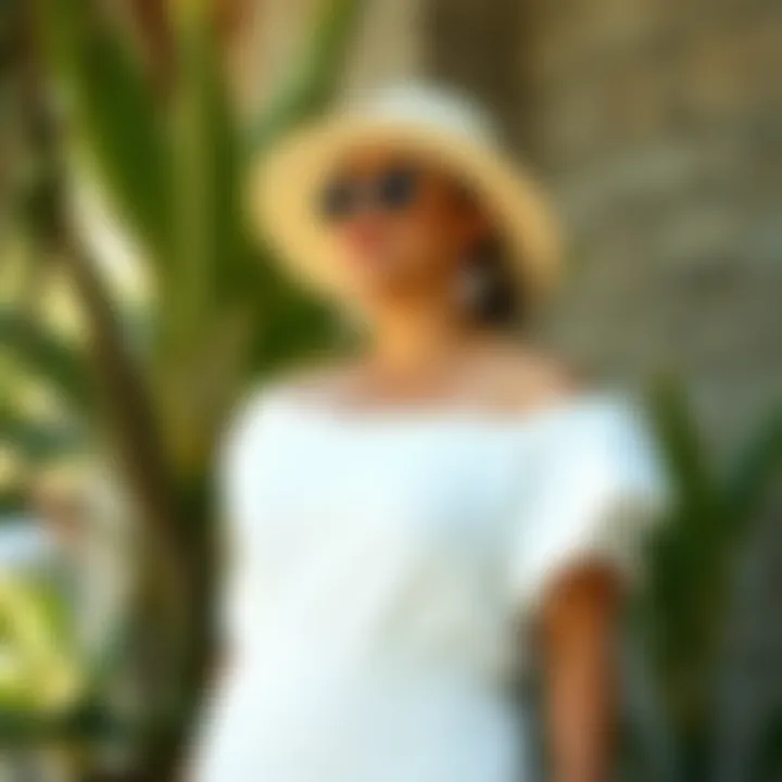 Fashion-forward individual showcasing versatility in styling a plus white summer dress