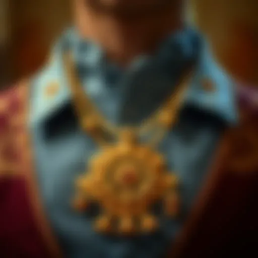 Intricate Craftsmanship of a Meaningful Necklace A close-up of a beautifully designed necklace showcasing intricate craftsmanship.
