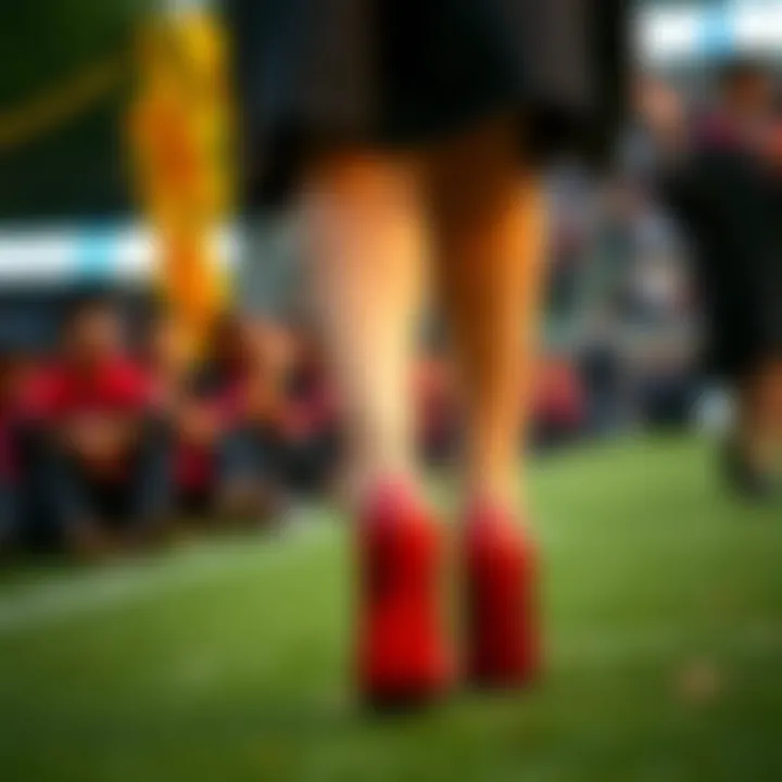 A celebratory moment capturing a graduate wearing red heels