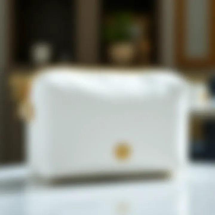 Sophisticated white makeup bag with elegant design