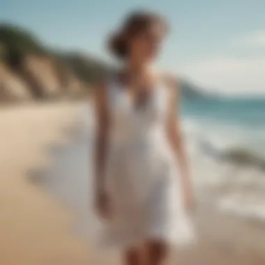 Elegant summer dress on a sunny beach