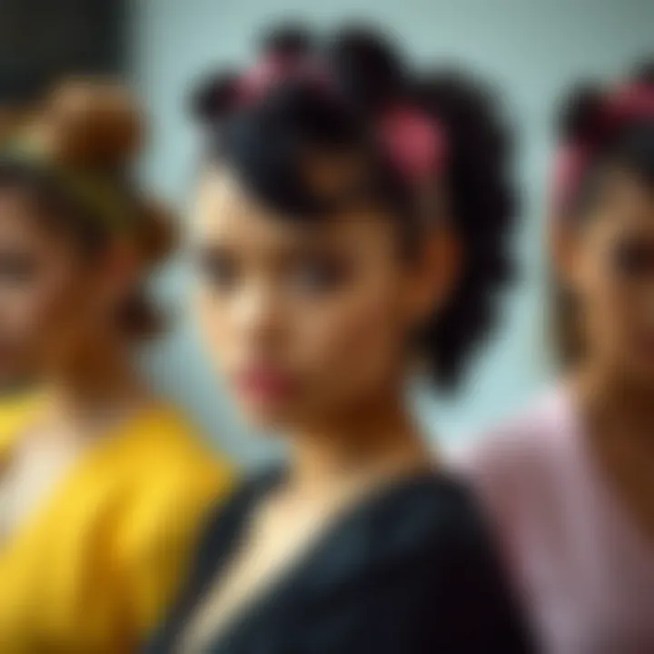 Diverse hairstyles achieved with hair curling headbands