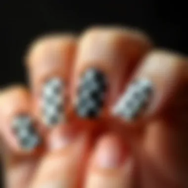 Close-up of creative polka dot nail art showcasing various designs