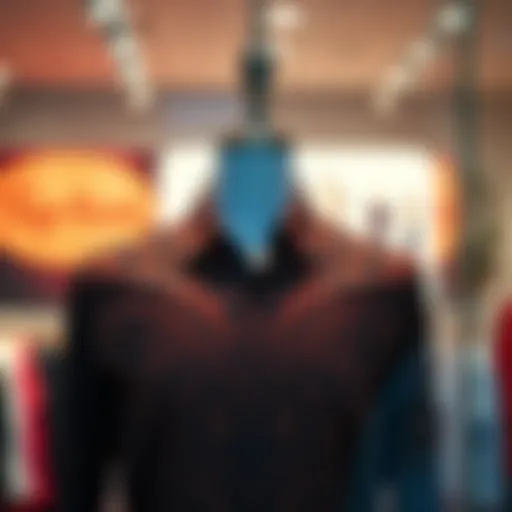 A stylish red leopard print shirt displayed on a mannequin showcasing its unique design.