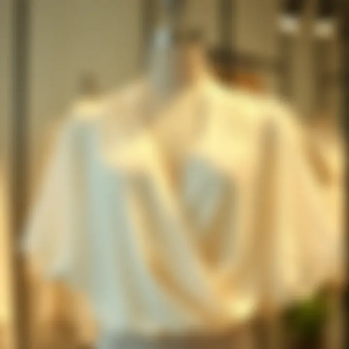 Elegant Drape of the V-Neck Flowy Top Elegant v-neck flowy top displayed on a mannequin showcasing its drape