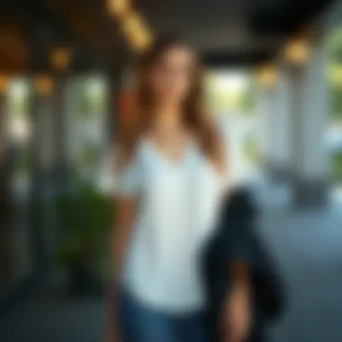 Versatile Styling Combinations with the V-Neck Flowy Top Stylish outfit combinations featuring the v-neck flowy top in different settings